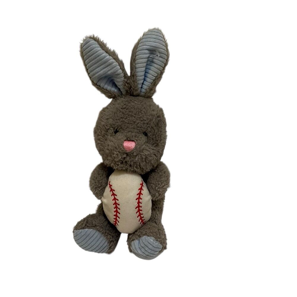 Celebrate Walmart Gray Bunny Rabbit Stuff Animal with Plush Baseball Sports Pal
